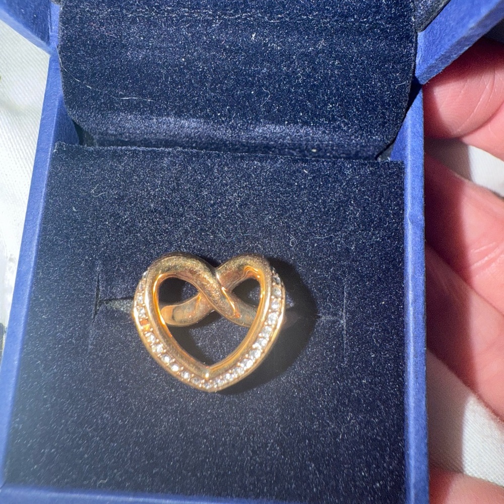 Swarovski Gold Heart Ring with Sparkling Accents